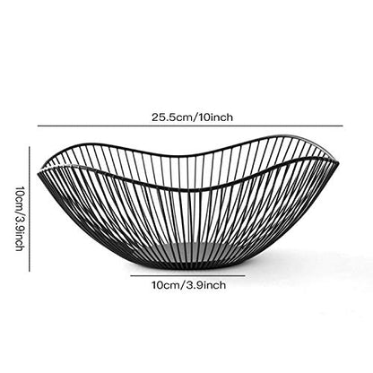 Metal Wire Fruit Basket, Black Fruit Bowl for Kitchen Counter, Fruit Holder Stand Storage Baskets for Countertop, Home Decor, Table Centerpieces, Vegetable Bowls for Fruits, Veggies, Snacks (Black)