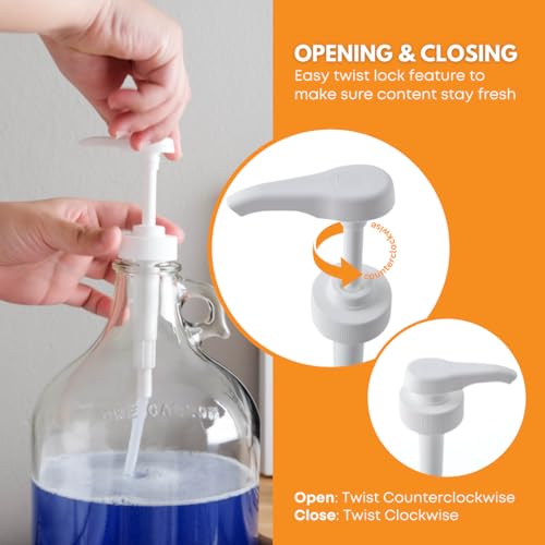 Glass Laundry Detergent Dispenser with Pump | Half Gallon Jug | 64 oz | Food-grade Laundry Detergent Pump Dispenser with airtight lid | non-slip base | Refillable for soap, syrup or softener