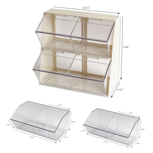 Large Coffee Pod and Tea Bags Organizer with Lid, White | Plastic Creamer Holder, For K Cups, Sugar Bags, Drink Packets, Coffee Bar Accessories Storage Box for Home Office