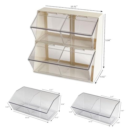 Large Coffee Pod and Tea Bags Organizer with Lid, White | Plastic Creamer Holder, For K Cups, Sugar Bags, Drink Packets, Coffee Bar Accessories Storage Box for Home Office