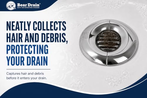 Bathtub Separating Hair Catcher for Drain – Patented No-Touch Two-Piece Hair Strainer, Prevents Clogs, Easy Clean Hair Removal, Fits Standard Tub Drains, Lightweight Design Chrome-Finish