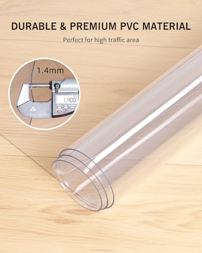Area Mat for Hard Floors, 5'×7' Transparent PVC Area Rug for Home, Waterproof Durable Protector for Dining Room, Kitchen, Living Room, Large No-Slip Baby Play Mat for Floor, Pet Litter Pad