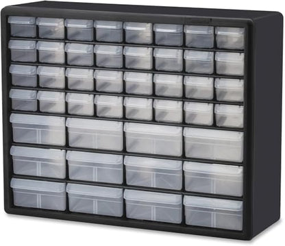 Akro-Mils 44-Drawer Plastic Storage Cabinet, 20"W x 6"D x 16"H, Black | Plastic Cabinet w/ Drawers for Garage Organization, Beads, Building Bricks Storage, Teacher Toolbox, Makeup Organizer, 10144