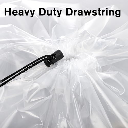 Fasmov 8 Pack 31x62 inches Extra Large Clear Drawstring Plastic Bags, Big Giant Storage Bags, Multi-Purpose Dust Covers Drawstring Plastic Bags for Luggage, Suitcase, Furniture, Reusable