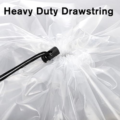 Fasmov 8 Pack 31x62 inches Extra Large Clear Drawstring Plastic Bags, Big Giant Storage Bags, Multi-Purpose Dust Covers Drawstring Plastic Bags for Luggage, Suitcase, Furniture, Reusable