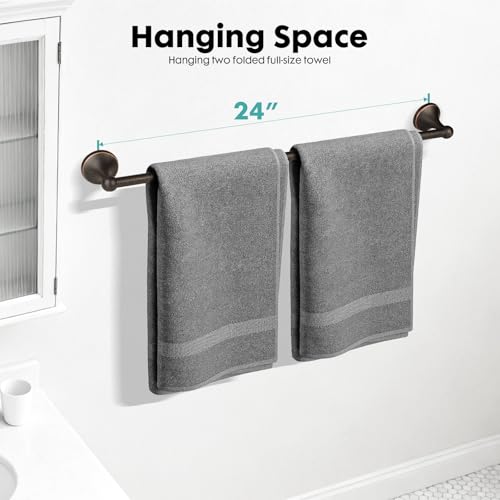 Antique Bathroom Towel Bar Oil Rubbed Bronze, 24 Inch Towel Racks for Bathroom Wall Mounted,Bathroom Towel Holder Bronze,Home Decor Towel Rod