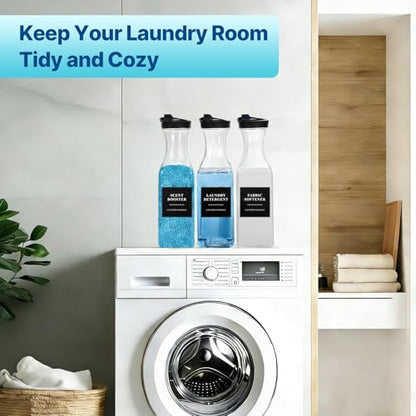 2 Pack Laundry Detergent Dispenser, Laundry Soap & Fabric Softener Dispenser, 54oz Laundry Detergent Containers, Laundry Room Organization and Storage Plastic Bottle for Scent Booster (Height 12.2'')