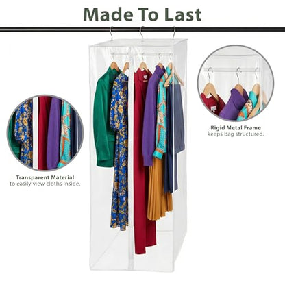 Garment Bags for Hanging Clothes, 42" Long, Dust Protection, Seasonal Clothing Storage, Protects Dresses, Suits & Jackets, Strong Zipper