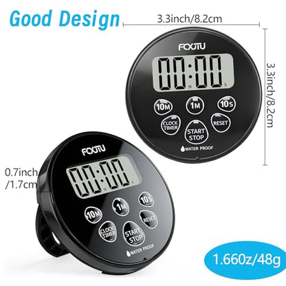Digital Waterproof Shower Timer, Magnetic Bathroom Shower Clock | 99 Min 50 Sec Countdown, Count up, 12/24H Clock, Loud Alarm, Stand, Hanging Hole, Easy Operation, Child Friendly for Kitchen