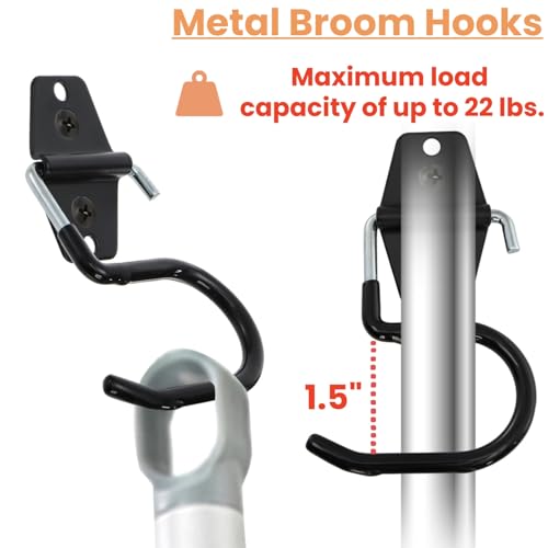 16 Pack Metal Broom Hooks, Heavy Duty Garage Holder Wall Mount, S Type Anti-Slip Mop Rack, Cleaning Tools Holder Storage Organizer Hanger for Shovel Rakes Shed Garden Lawn Yard