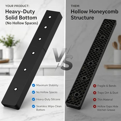 30" Magnetic Stove Top Shelf, Silicone Over the Stove Spice Rack Organizer | Heat Resistant Silicone, Anti-Rattle No-Scratch Range Shelf, 3 Functional Partitions Kitchen Storage for Spices
