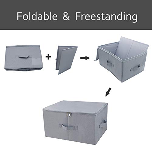 17.6 X 13.6 X 9.7",Folding Closet Clothes Storage Boxes with Zip Lid, 2 PCS | 17.6"x 13.6"x 9.7", drawer Cubes, Breathable Fabric & foldable Design Organizer Bins for Clothing Toy Dolls, Blankets