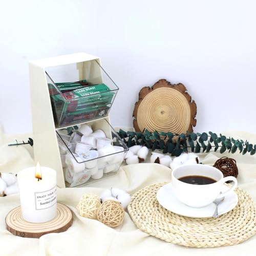 Bokelai 2 Pack Coffee Pod Holder K Cup Storage Organizer for Home Office Bar Countertop Organiser Bins for Coffee Station Counter Container for Tea bag Sugar Creamer Filter White