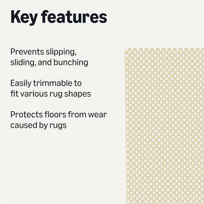 Amazon Basics Non-Slip Rug Pad, Keep Area Rugs Safe in Place, Slip and Skid Resistant Pads for Tile and Hardwood Floors, Protect Floors from Wear and Tear, Trimmable, 4x6