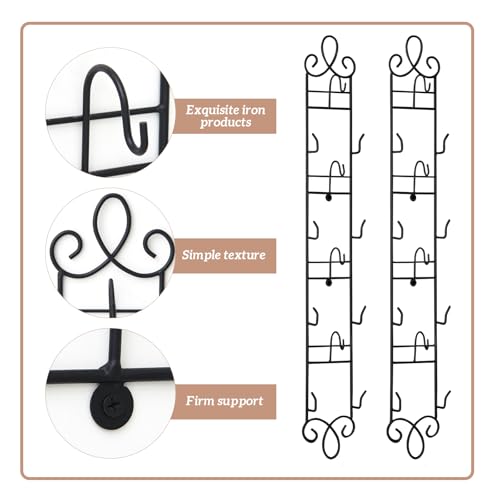 Blulu 2 Pcs Wall Mounted Tea Cup & Saucer Display Rack 4 Tiers,Black