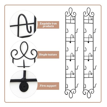 Blulu 2 Pcs Wall Mounted Tea Cup & Saucer Display Rack 4 Tiers,Black
