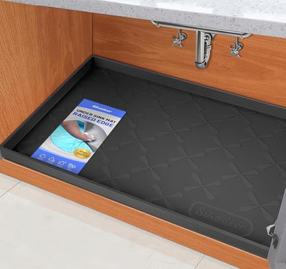 Waterproof Under Sink Mat 34" x 22", Silicone Mat Kitchen liner | BPA-Free Silicone Mat with Raised Lip Protects Cabinets from Leaks, Versatile Home Organizer for Bathroom, Pets, Boots, Floor