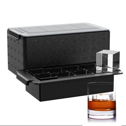 Clear Ice Cube Tray for Whiskey: FDDBI 2Inch Clear... (8 Count | Black)