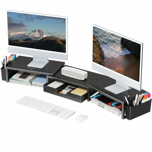 Desk Organizers and Accessories, Dual Monitor Stan... (Black)