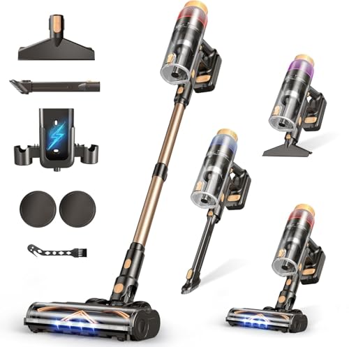 Cordless Vacuum Cleaner, Upgraded 650W 55KPA 70Min... (Black)