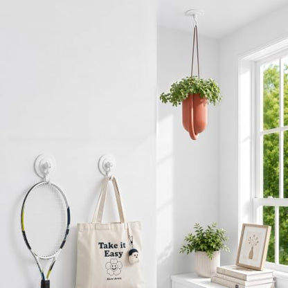 Adhesive Wall & Ceiling Decor Hooks: 6-Pack 3 lbs Heavy Duty No-Drill 360° Swivel Adjustable for Hanging Home Accents Lights Plants Wind Chimes Compatible with 3M Command Strips