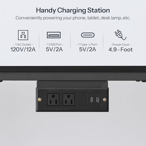 HOOBRO TV Stand with Charging Station to 55 Inches, LED Entertainment Center, Media TV Console Table with Open Storage Shelving for Living Room, Bedroom, Black BB122UDDS01