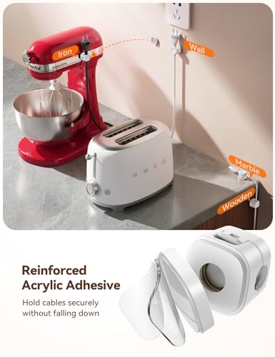 JOYROOM 6-Pack Detachable Magnetic Cord Organizer, Adhesive Cable Clips | Auto-Fit Spring Snap Lock for φ1.5~8mm Cables, Magnetic & Adhesive 2-in-1 Cable Management for Home Nightstand Office Desk