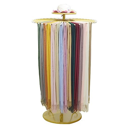 Freestanding 360° Metal Scarf Display Rack for Boutique Store Home Storage | Scarf Display Stand with 30 Rods, Scarf Holder Organizer for Scarves, Ties, Shawls, Belts,Hijab