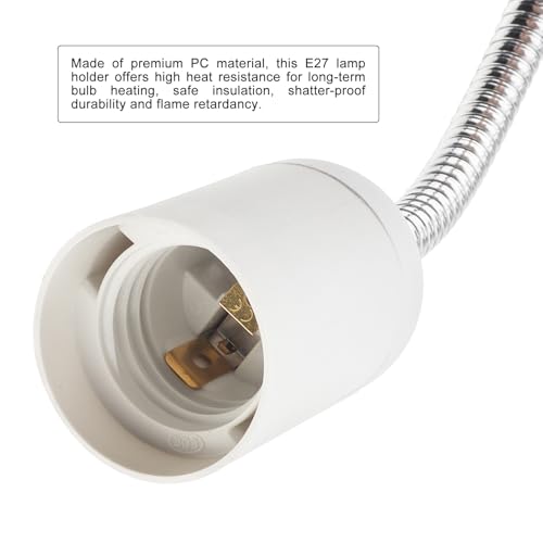 RTNLIT E26/E27 Clip Desk Lamp Holder, Clamp Lamp Fixture with On/Off Switch | Flexible Gooseneck Light Bulb Socket for Reptiles, Aquarium, Desk, Grow Light, 4.1Ft Cable