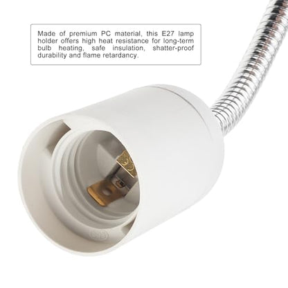 RTNLIT E26/E27 Clip Desk Lamp Holder, Clamp Lamp Fixture with On/Off Switch | Flexible Gooseneck Light Bulb Socket for Reptiles, Aquarium, Desk, Grow Light, 4.1Ft Cable