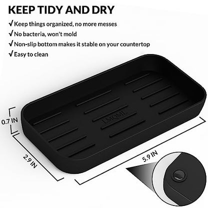 Soap Dispenser - 2 Pack, Antique Design Thick Glass Hand Soap Dispensers with Sturdy Tray; 304 Rust Proof Stainless Steel Black Pump, 12Pcs Stickers, for Kitchen, Bathroom