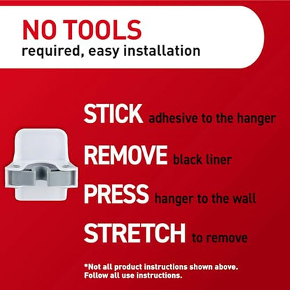 Command Large White Broom Grippers, 6 Grippers, 16 Strips | Damage-Free Hanging Wall Mount Broom and Mop Holder, No Tools Holiday Cleaning Organizer, Holds up to 4 lb