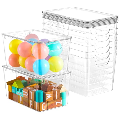 6 Pack Clear Storage Bins with Lids, 7 Quart Pantr... (6 Count | With Lids | Plastic)