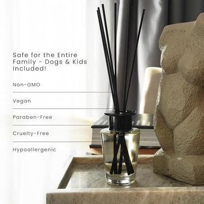 The Magic Scent Oud Wood Oil Reed Diffuser Set, 3.4 Fl Oz Reed Diffusers | Premium Fiber Reeds for Gentle Dispersal. Lasting for Up to 2 Months. Natural, Non toxic Reed Diffusers for Home.