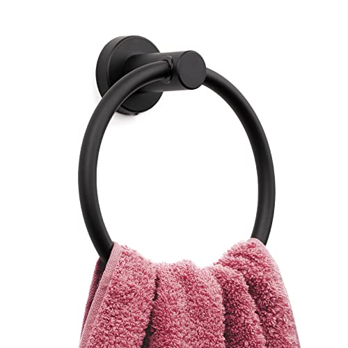 MARMOLUX ACC Matte Black Towel Ring - SUS304 Stainless Steel Wall Mounted Hand Towel Holder for Bathroom - Kitchen & Bathroom Towel Rack - Black Towel Hanger - Bathroom Towel Holder - Hand Towel Rack