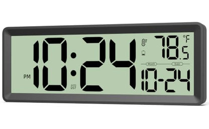 14” Large Digital Wall Clock Battery-Operated with Temperature, Date, DST | Big Digital Clock for kitchen, farmhouse, bedroom, bathroom, classroom, office, living room - Modern, Silent, Easy-to-Read