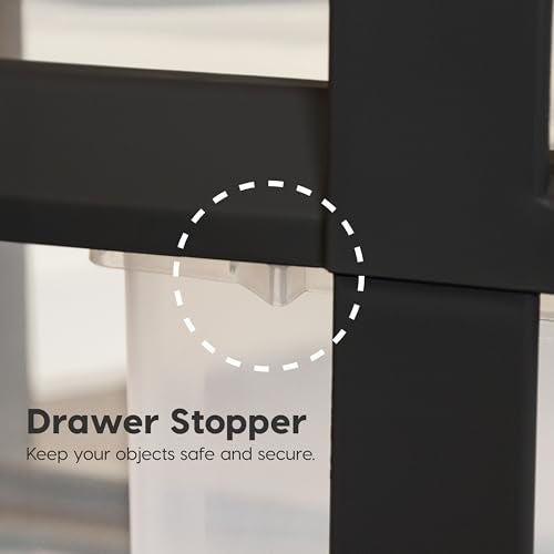 IRIS USA 10-Drawer Rolling Storage Cart, Black/Clear | Keep craft supplies, office essentials, classroom items, and accessories organized with easy-access drawers for daily use