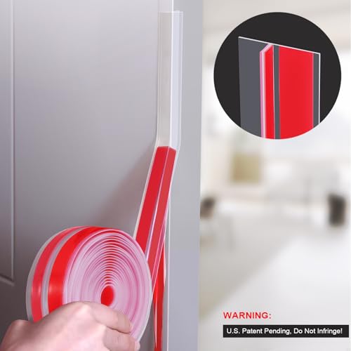 T-Shaped Silicone Door Weather Stripping, Clear, 1.38" W x 20 ft | T-shaped design helps the seal stay in place on door frames while reducing drafts, energy loss, and outside noise