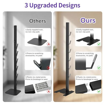 XIGOO Dyson Vacuum Stand for Gen5 Detect V15 V12 V11 V10 V8 V7 V6 | Vacuum Stand for Dyson Cordless Vacuum Cleaners and Accessory, Heavy-Duty Metal Bracket Holder with 6 Hooks, Black