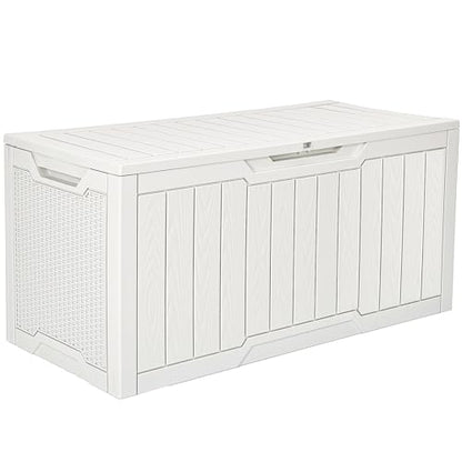 YITAHOME 100 Gallon Large Outdoor Deck Box | Waterproof Resin Storage Box, Lockable Indoor Outdoor Storage Container for Patio Furniture Cushions, Pool Accessories