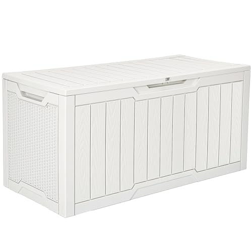 YITAHOME 100 Gallon Large Outdoor Deck Box | Waterproof Resin Storage Box, Lockable Indoor Outdoor Storage Container for Patio Furniture Cushions, Pool Accessories