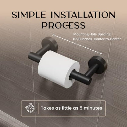 Day Moon™ Matte Black Toilet Paper Holder Wall Mount - Pivoting Modern Roll Holder for Bathroom