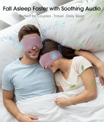 MUSICOZY Bluetooth 5.4 Sleep Headphones, Wireless Eye Mask Bamboo Fiber | Flat Full Coverage Design, Ultra-thin Speakers, 14-hour Playtime, Washable Removable Module for Sleeping, Meditation, Travel