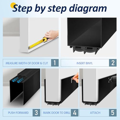 Door Draft Stoppers for Door, 39” Length Weather Stripping Door Seal, Strong Adhesive Door Sweep for Exterior and Interior Doors（Black）