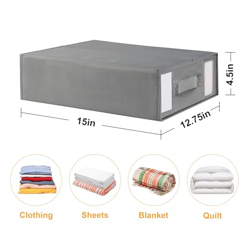 2-Pack Bed Sheet Organizers and Storage, Oxford Grey | Foldable Sheet Organizer for Linen Closet with Window and Label, Closet Organizer Box for Bedding Sheets, Duvet Covers