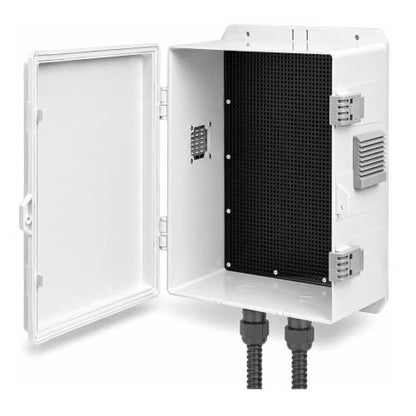 Outdoor Electrical Box with Ventilation System, Weatherproof ABS Junction Box with Removable Mounting Panel & Hinged Cover for Router, CCTV, Solar Controller & Outdoor Equipment(13" H* 9.2" L* 5.6" W)