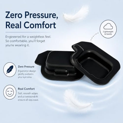 3D Silicone Single Eye Patch - Reusable Contoured Monocular Eye Mask with Adjustable Elastic Strap & Travel Case, Light Blocking Shield for Sleeping, Travel, Cosplay, Wind & Dust Protection (Left)