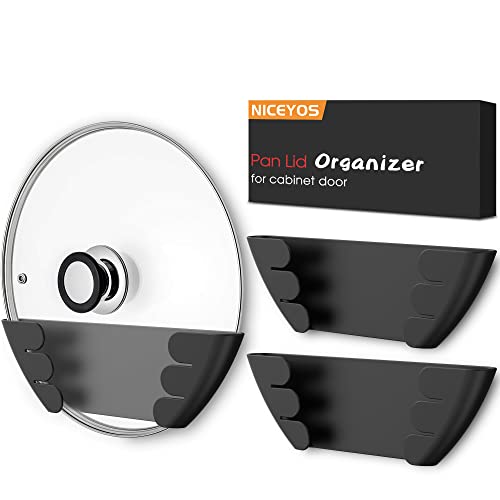 Universal Pot Lid Organizer for Cabinet - Upgraded... (3Pack-Black | Plastic)