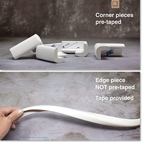 Roving Cove Slimfit Corner Edge Protector for Baby Proofing (Small 15ft Edge 4 Corners), Furniture Safety Bumper Guard, Soft NBR Rubber Foam, 3M Adhesive, Oyster White (Off White)