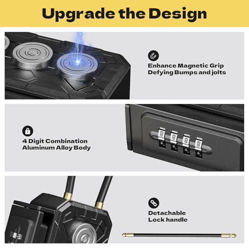 3xN52 Magnetic Key Lock Box,Magnetic Key Holder,Magnet Key Box for Under car,Hide a key with 10000+ Secure Combinations with Strong Magnet for Storage Indoors, Outside